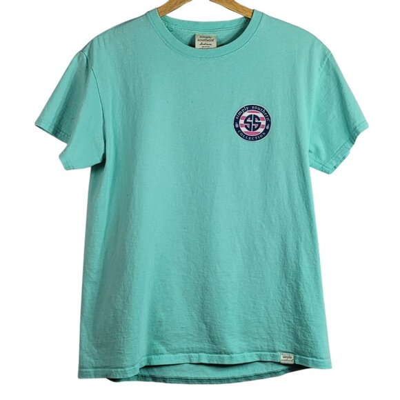 Simply Southern Women Pineapple T Shirt Green Mint Medium Floral S/S Pink READ - Picture 2 of 9